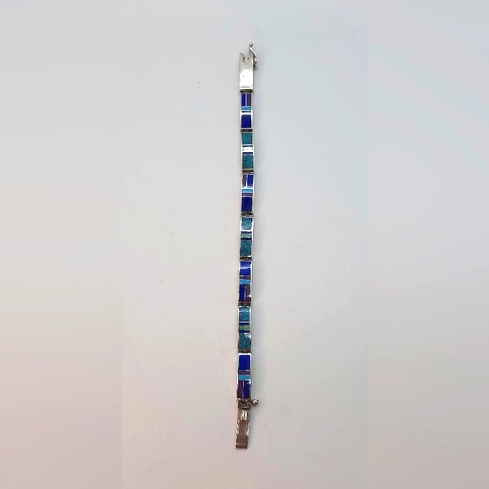 Tim Charlie Multi Gemstone Inlay Navajo Bracelet
